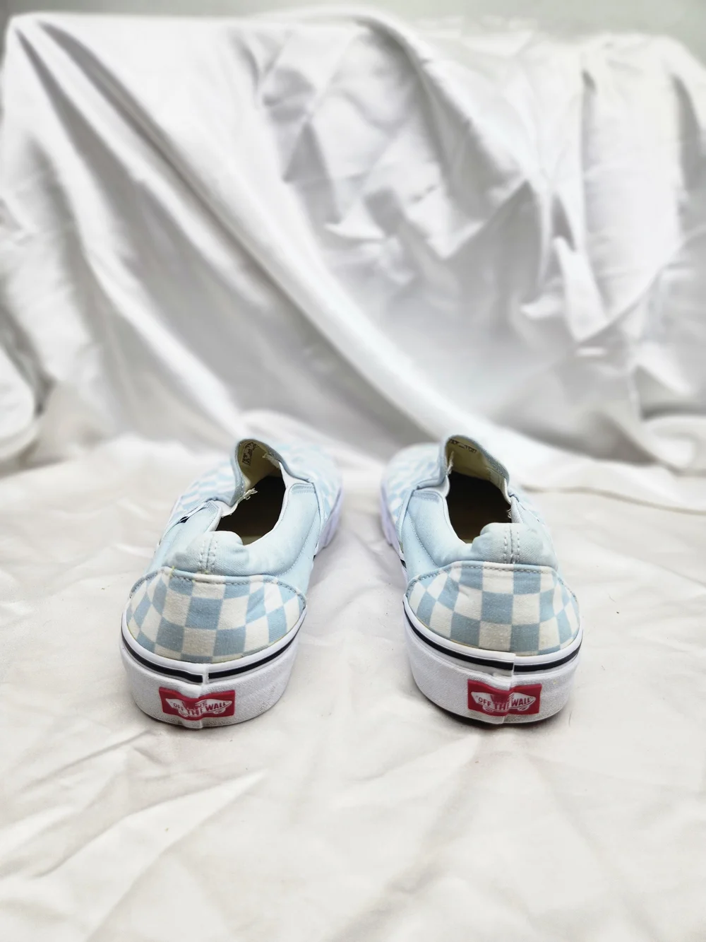 Vans Slip-On Checkerboard Sneakers - Light Blue & White